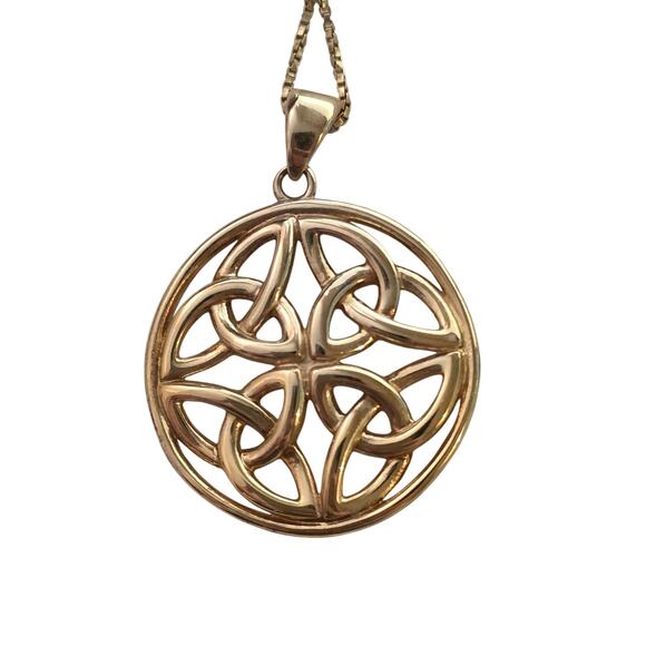 Celtic Knot Pendant 14K Gold Over Sterling Silver 925 1" 4g - Picture 1 of 7